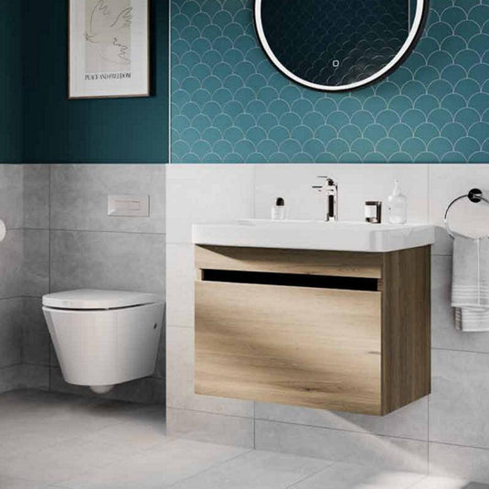 Britton Dalston 500mm Wall Hung 1 Drawer Vanity Unit - Golden Oak - DAL50GO - Envy Bathrooms Ltd