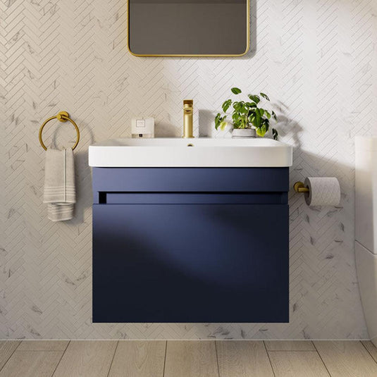 Britton Dalston 500mm Wall Hung 1 Drawer Vanity Unit - Matt Blue - DAL50B  - Envy Bathrooms Ltd