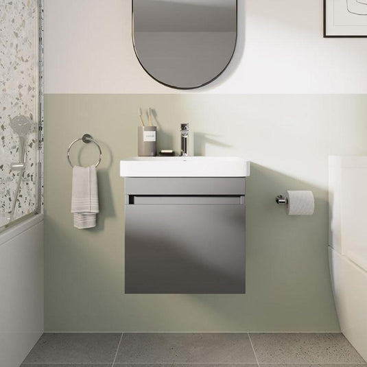 Britton Dalston 500mm Wall Hung 1 Drawer Vanity Unit - Matt Grey - DAL50G - Envy Bathrooms Ltd