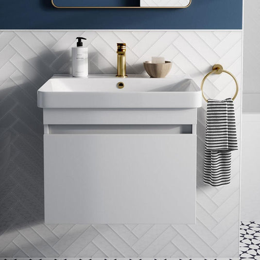 Britton Dalston 500mm Wall Hung 1 Drawer Vanity Unit - Matt White - DAL50W  - Envy Bathrooms Ltd