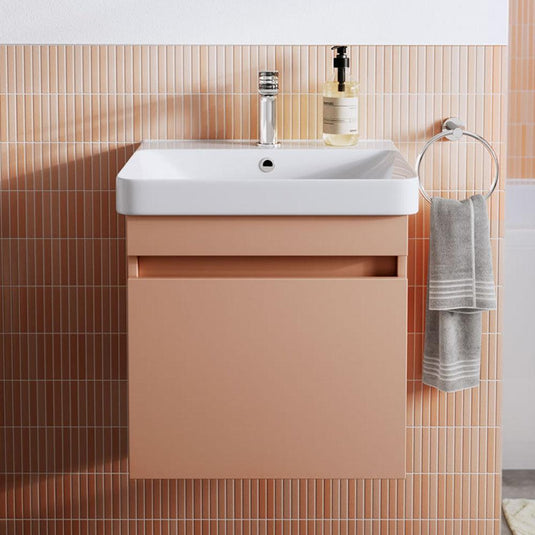 Britton Dalston 605mm Wall Hung 1 Drawer Vanity Unit - Matt Pink - DAL60P - Envy Bathrooms Ltd