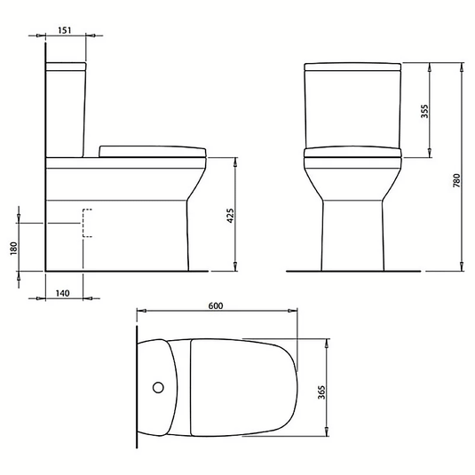 Britton Fully Back to Wall Close Coupled Toilet - White - MYBTWCCTW - Envy Bathrooms Ltd