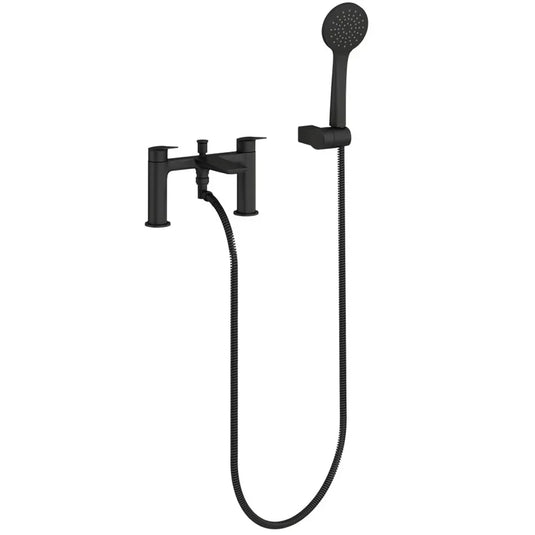 Britton Greenwich 2-Hole Dual Lever Bath Shower Mixer Tap with Shower Kit - Matt Black - Envy Bathrooms Ltd