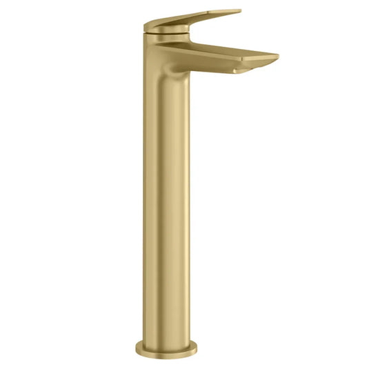 Britton Greenwich Single Lever Tall Basin Mixer Tap - Brushed Brass - Envy Bathrooms Ltd