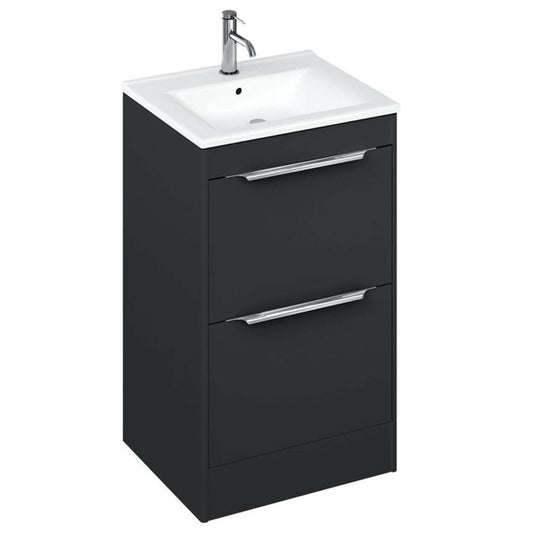 Britton Shoreditch 550mm Floor Standing 2-Drawer Vanity Unit - Matt Grey - S55FSG - Envy Bathrooms Ltd