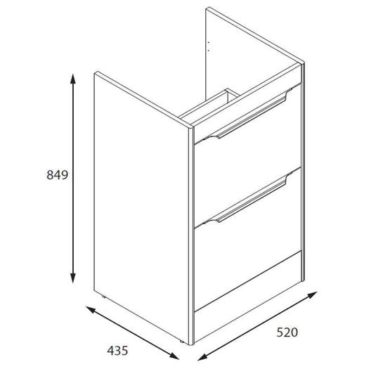 Britton Shoreditch 550mm Floor Standing 2-Drawer Vanity Unit - Matt Grey - S55FSG - Envy Bathrooms Ltd