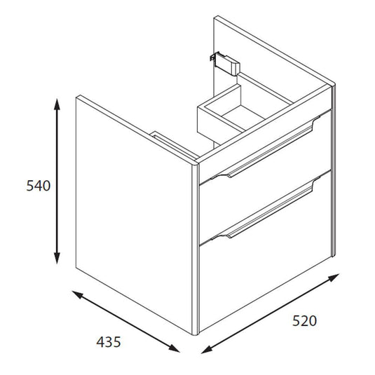 Britton Shoreditch 550mm Wall Hung 2-Drawer Vanity Unit - Matt Grey - S55DDG - Envy Bathrooms Ltd