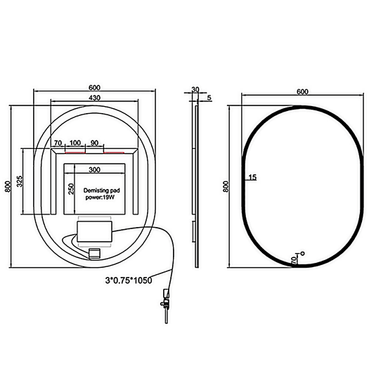 Britton Shoreditch Oval LED Bathroom Mirror 800mm H x 600mm W - Illuminated - Chrome - Envy Bathrooms Ltd