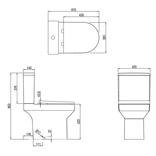 Britton Shoreditch Rimless Close Coupled Toilet Pan - Soft Close Seat - Envy Bathrooms Ltd