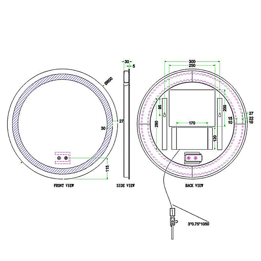 Britton Shoreditch Round LED Bathroom Mirror 600mm H x 600mm W - Illuminated - Chrome - Envy Bathrooms Ltd