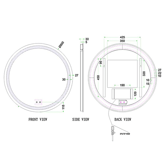 Britton Shoreditch Round LED Bathroom Mirror 800mm H x 800mm W - Illuminated - Chrome - Envy Bathrooms Ltd