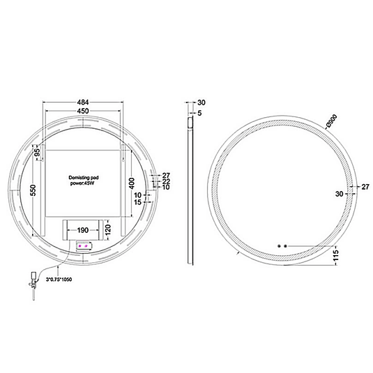 Britton Shoreditch Round LED Bathroom Mirror 900mm H x 900mm W - Illuminated - Chrome - Envy Bathrooms Ltd