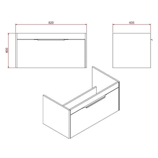 Britton Shoreditch Wall Hung 1-Drawer Vanity Unit 820mm Wide - Matt Grey - Envy Bathrooms Ltd