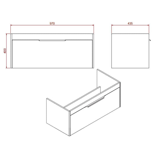 Britton Shoreditch Wall Hung 1-Drawer Vanity Unit 970mm Wide - Caramel - Envy Bathrooms Ltd