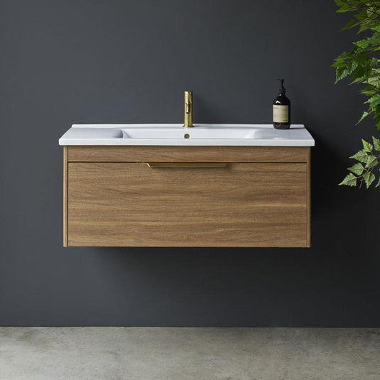 Britton Shoreditch Wall Hung 1-Drawer Vanity Unit 970mm Wide - Caramel - Envy Bathrooms Ltd