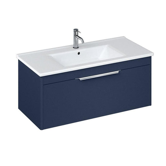 Britton Shoreditch Wall Hung 1-Drawer Vanity Unit 970mm Wide - Matt Blue - Envy Bathrooms Ltd