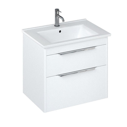 Britton Shoreditch Wall Hung 2-Drawer Vanity Unit 620mm Wide - Matt White - Envy Bathrooms Ltd