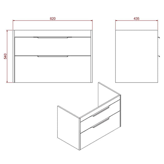 Britton Shoreditch Wall Hung 2-Drawer Vanity Unit 820mm Wide - Caramel - Envy Bathrooms Ltd