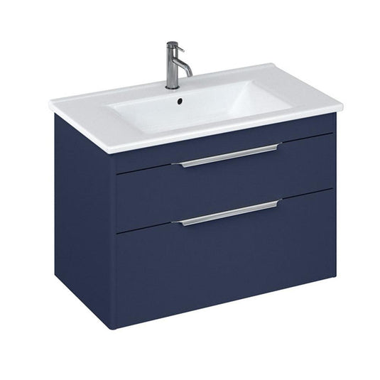 Britton Shoreditch Wall Hung 2-Drawer Vanity Unit 820mm Wide - Matt Blue - Envy Bathrooms Ltd