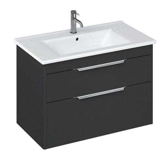 Britton Shoreditch Wall Hung 2-Drawer Vanity Unit 820mm Wide - Matt Grey - Envy Bathrooms Ltd