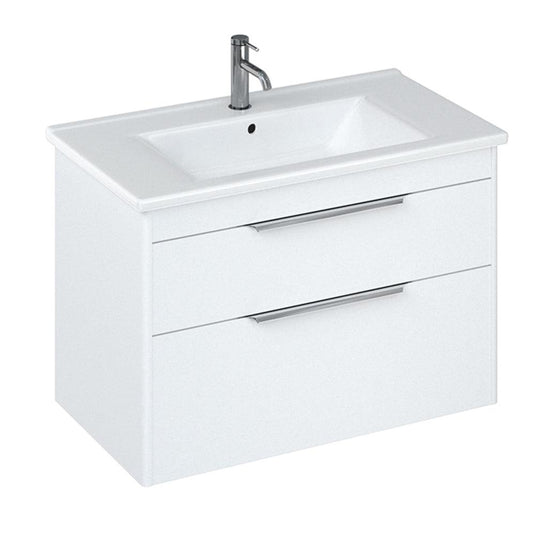 Britton Shoreditch Wall Hung 2-Drawer Vanity Unit 820mm Wide - Matt White - Envy Bathrooms Ltd