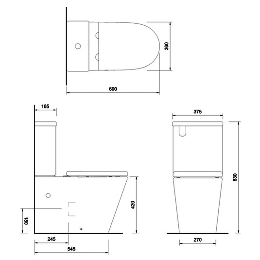 Britton Sphere Rimless Close Coupled Toilet Pan - Soft Close Seat - Envy Bathrooms Ltd