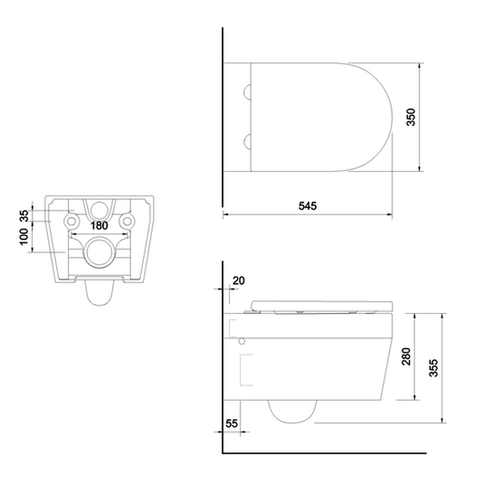 Britton Stadium Wall Hung Toilet Pan - Soft Close Seat - Envy Bathrooms Ltd