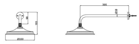 Burlington 12" Shower Rose & Straight Wall Mounted Arm Chrome | V60-V11 - Envy Bathrooms Ltd