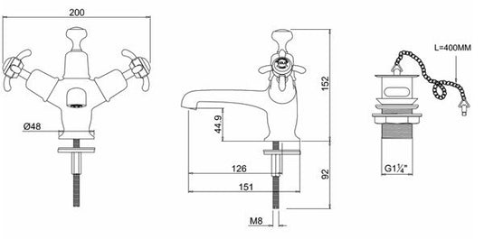 Burlington Anglesey Basin Mixer Tap 152mm Chrome | AN5 - Envy Bathrooms Ltd