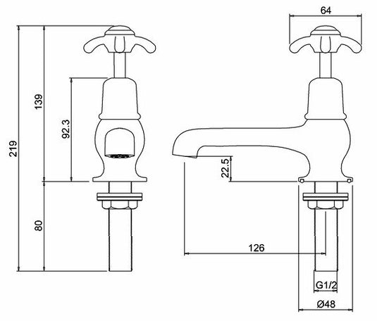 Burlington Anglesey Basin Taps 5" Chrome | AN2 - Envy Bathrooms Ltd