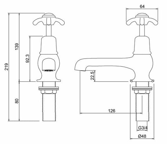 Burlington Anglesey Bath Taps Chrome | AN3 - Envy Bathrooms Ltd