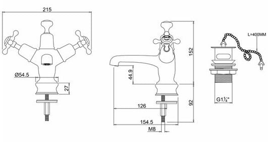 Burlington Anglesey Regent Basin Mixer Tap Chrome | ANR5 - Envy Bathrooms Ltd
