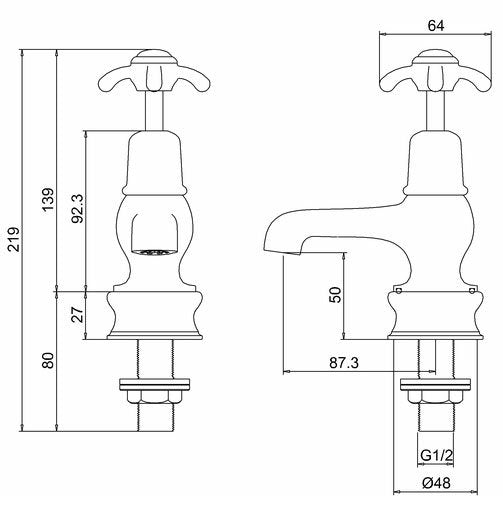 Burlington Anglesey Regent Basin Taps 3" Chrome | ANR1 - Envy Bathrooms Ltd