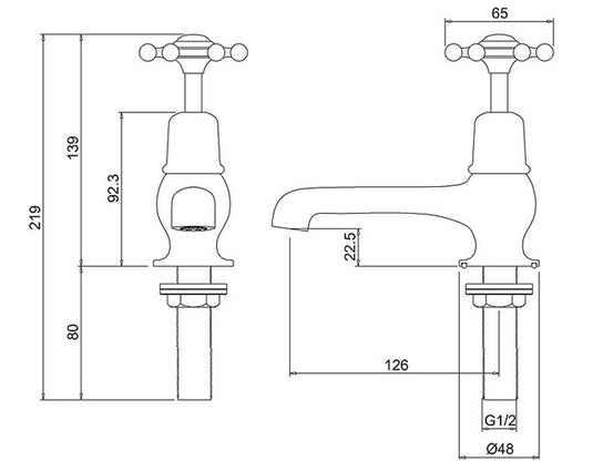 Burlington Birkenhead Basin Taps 5" Chrome | BI2 - Envy Bathrooms Ltd
