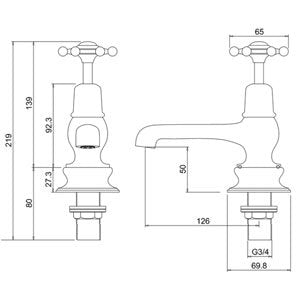 Burlington Birkenhead Regent Bath Taps Chrome | BIR3 - Envy Bathrooms Ltd