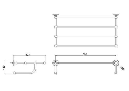 Burlington Chrome Towel Rail Chrome | A46CHR - Envy Bathrooms Ltd