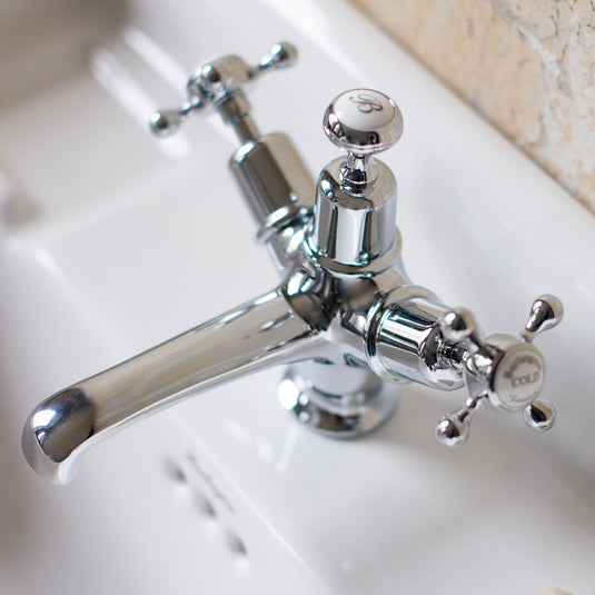 Burlington Claremont Basin Mixer with Plug & Chain Waste Chrome | CL5 - Envy Bathrooms Ltd
