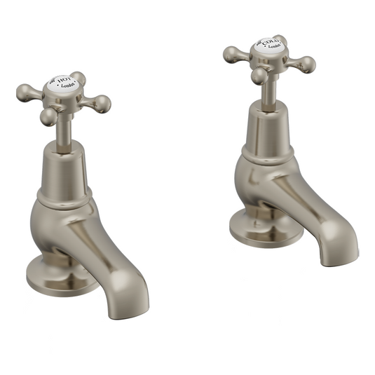 Burlington Claremont Basin Taps 3" Brushed Nickel | CL1-QT-BNKL - Envy Bathrooms Ltd