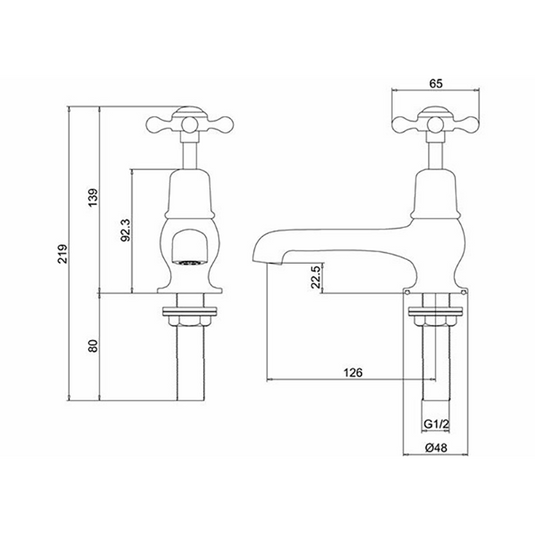 Burlington Claremont Basin Taps 5" Brushed Nickel | CL2-QT-BNKL - Envy Bathrooms Ltd