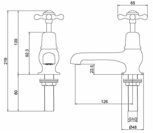 Burlington Claremont Basin Taps 5" Chrome | CL2 - Envy Bathrooms Ltd
