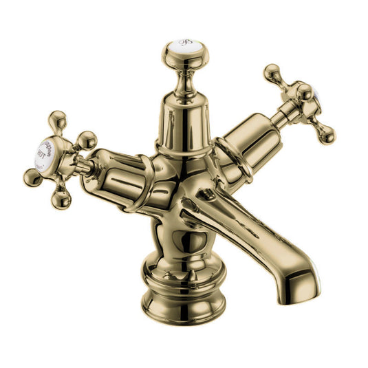 Burlington Claremont Regent Basin Mixer with Click-Clack Waste Gold | CLR6-QT-GOLD - Envy Bathrooms Ltd
