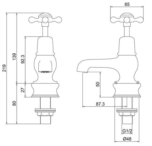Burlington Claremont Regent Basin Taps 3" Chrome | CLR1 - Envy Bathrooms Ltd