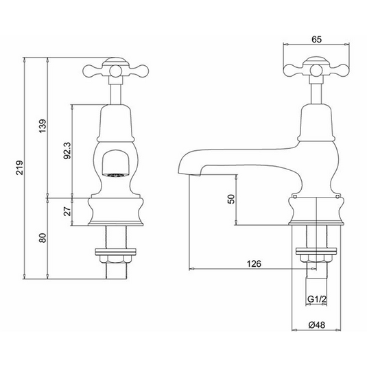 Burlington Claremont Regent Basin Taps 5" Brushed Nickel | CLR2-QT-BNKL - Envy Bathrooms Ltd