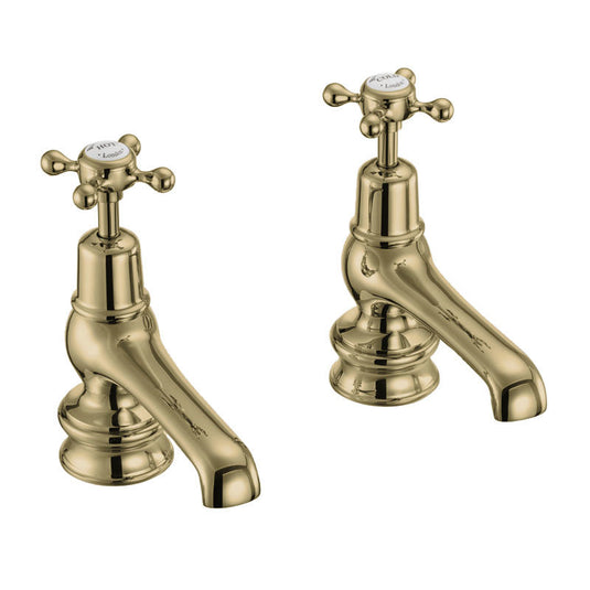 Burlington Claremont Regent Basin Taps 5" Gold | CLR2-QT-GOLD - Envy Bathrooms Ltd