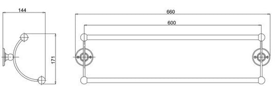Burlington Double Chrome Towel Rail Chrome | A17CHR - Envy Bathrooms Ltd