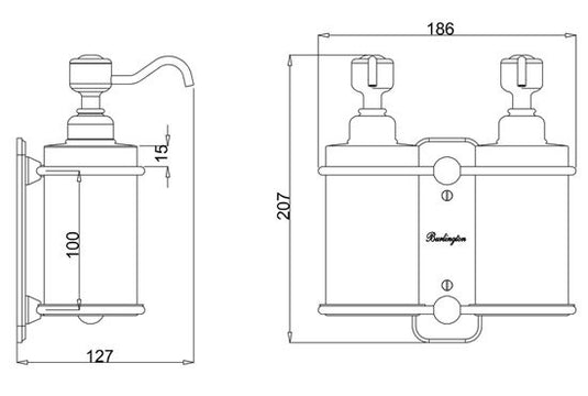 Burlington Double Soap Dispenser Chrome | A20CHR - Envy Bathrooms Ltd