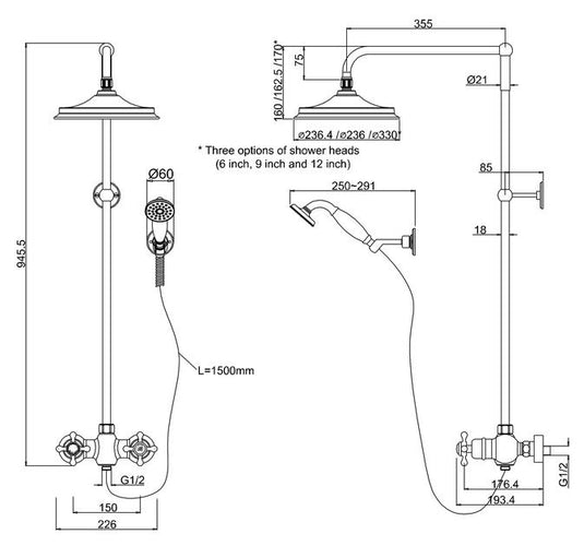 Burlington Eden Thermostatic Two Outlet Exposed Shower Bar Valve Chrome | BEF2S-V16 - Envy Bathrooms Ltd