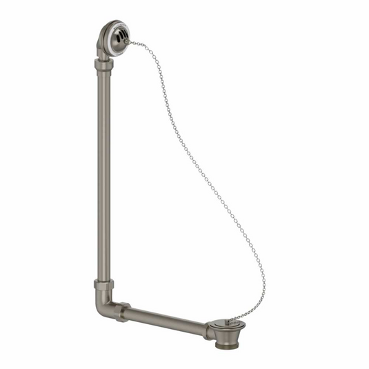 Burlington Exposed Bath Overflow Plug & Chain Brushed Nickel | W4-BNKL - Envy Bathrooms Ltd