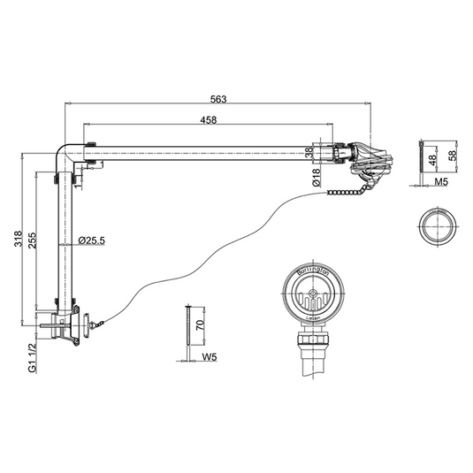 Burlington Exposed Bath Overflow Plug & Chain Brushed Nickel | W4-BNKL - Envy Bathrooms Ltd