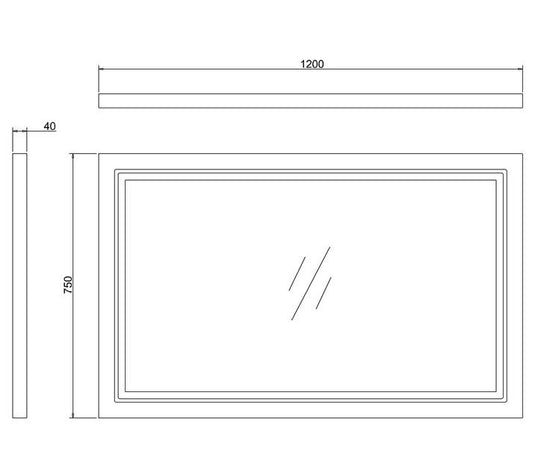 Burlington Framed 120 Mirror with LED Illumination Blue | M12MB - Envy Bathrooms Ltd